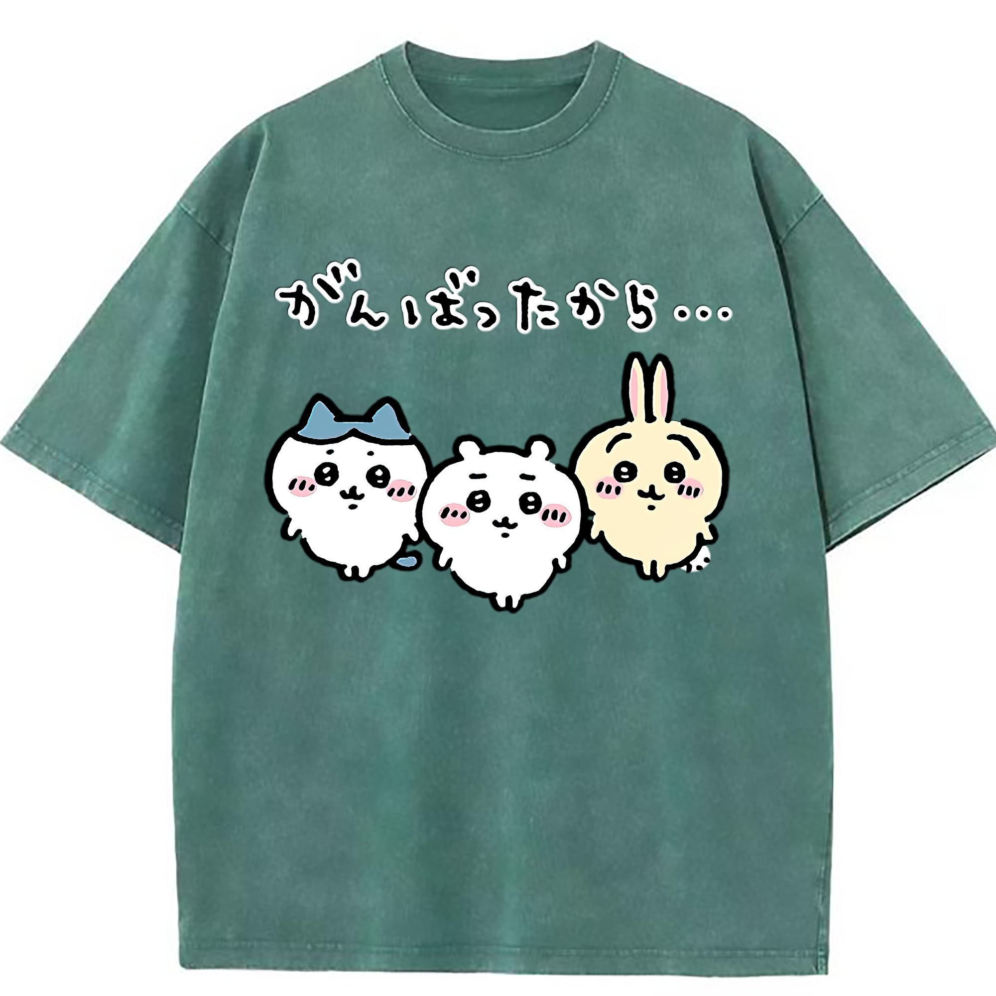 （画像用） ちいかわ ハチワレ Chii-kawa hachiware 綿100% ヴィンテージ風 半袖Tシャツ（フロントプリント）